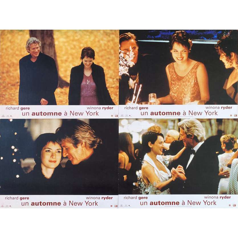 AUTUMN IN NEW YORK Original Lobby Cards x4 - 9x12 in. - 2000 - Joan Chen, Richard Gere, Winona Ryder