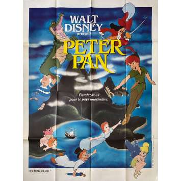 PETER PAN French Movie Poster 47x63 - R1974 - Walt Disney, Bobby Driscoll