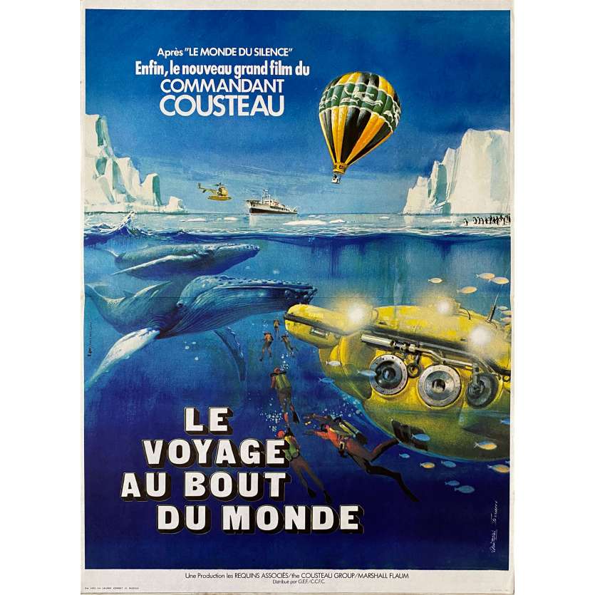 LE VOYAGE AU BOUT DU MONDE Affiche de film - 40x60 cm. - 1976 - Jacques-Yves Cousteau, Philippe Cousteau