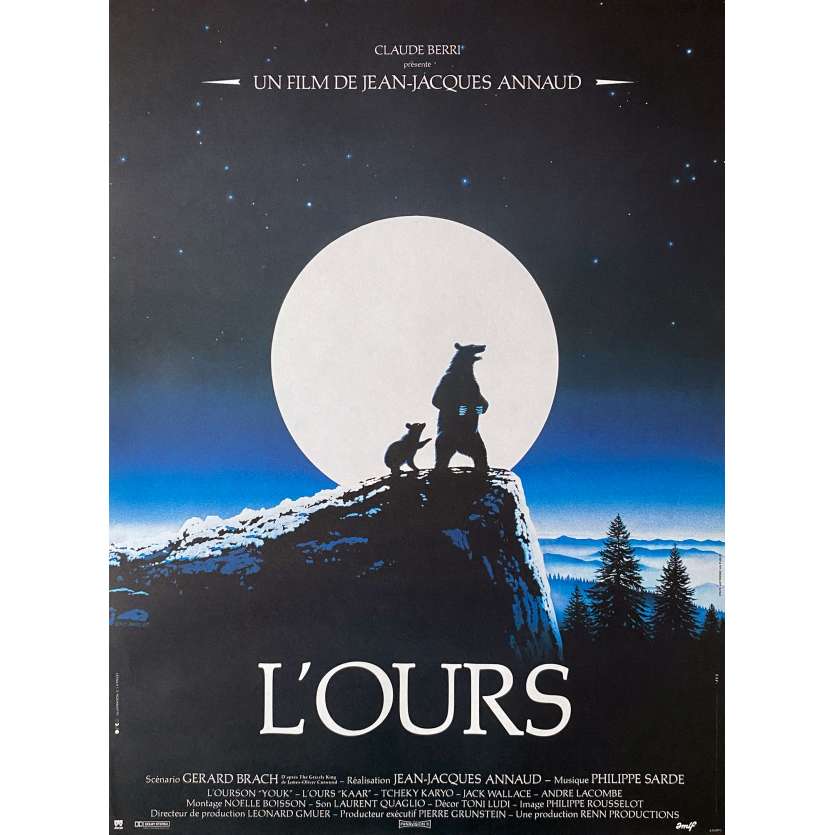 THE BEAR Original Movie Poster - 15x21 in. - 1988 - Jean-Jacques Annaud, Tchéky Karyo