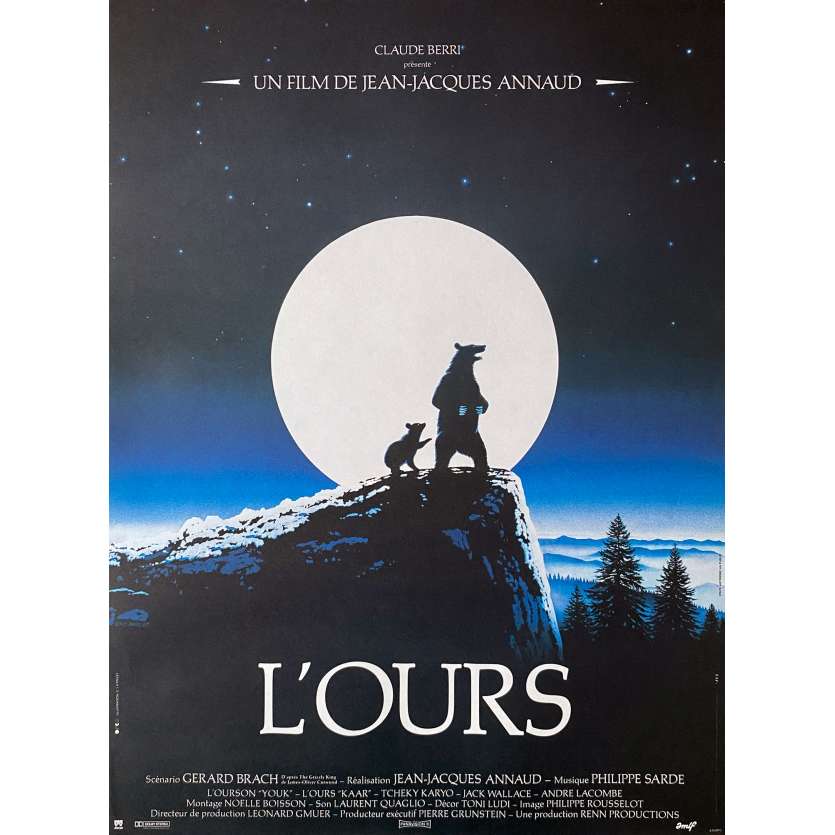 THE BEAR Original Movie Poster  - 15x21 in. - 1988 - Jean-Jacques Annaud, Tchéky Karyo