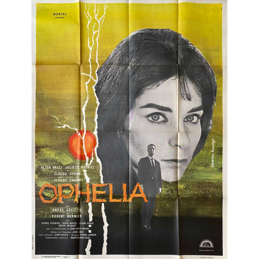 OPHELIA Affiche de film - 120x160 cm. - 1963 - Alida Valli, Claude Chabrol