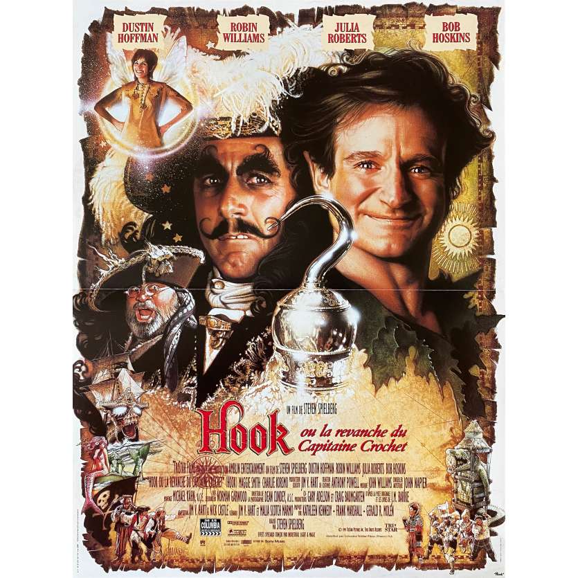 HOOK Original Movie Poster  - 15x21 in. - 1991 - Steven Spielberg, Dustin Hoffman
