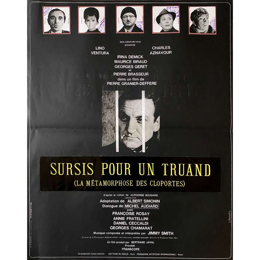 LA METAMORPHOSE DES CLOPORTES Affiche de film - 40x60 cm. - 1965 - Lino Ventura, Charles Aznavour, Pierre Granier-Deferre