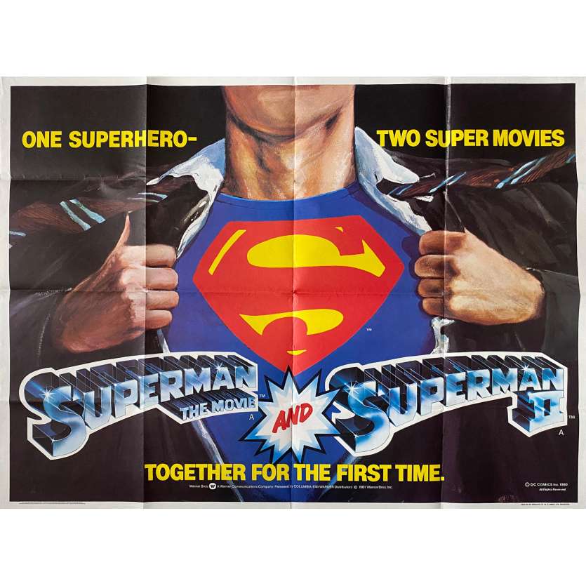 SUPERMAN / SUPERMAN II Original Movie Poster - 30x40 in. - 1980 - Richard Lester, Christopher Reeve