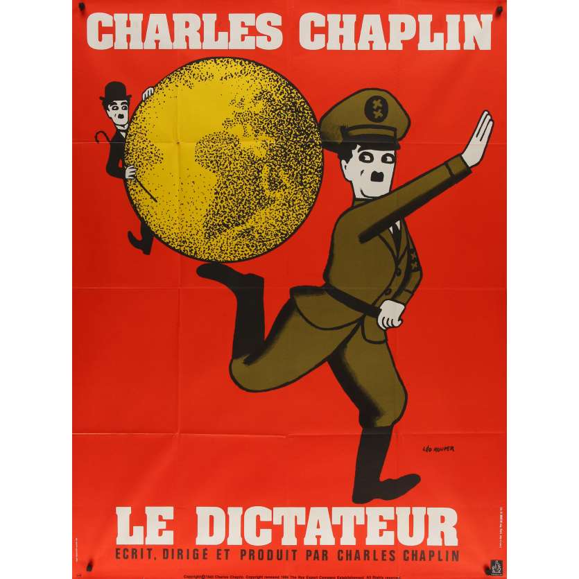 LE DICTATEUR Affiche de film - 120x160 cm. - 1940 - Paulette Goddard, Charles Chaplin