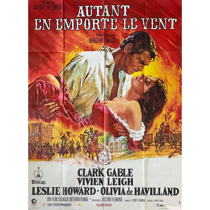 AUTANT EN EMPORTE LE VENT Affiche de film - 120x160 cm. - 1939 - Clark Gable, Victor Flemming
