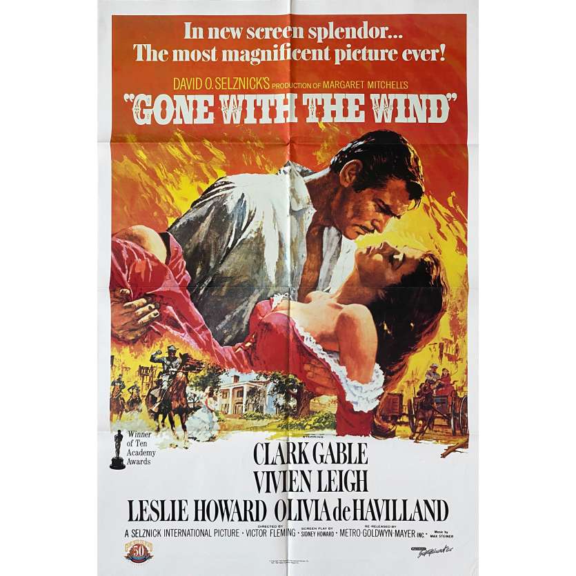 GONE WITH THE WIND Original Movie Poster  - 27x40 in. - 1939 - Victor Flemming, Clark Gable