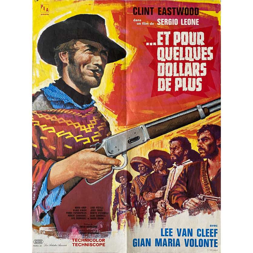 ET POUR QUELQUES DOLLARS DE PLUS Affiche de cinéma 60x80 - 1965, Clint Eastwood, Leon