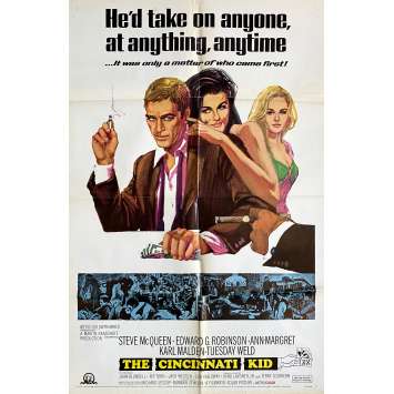 CINCINNATI KID Original Movie Poster - 27x40 in. - 1965 - Norman Jewison, Steve McQueen