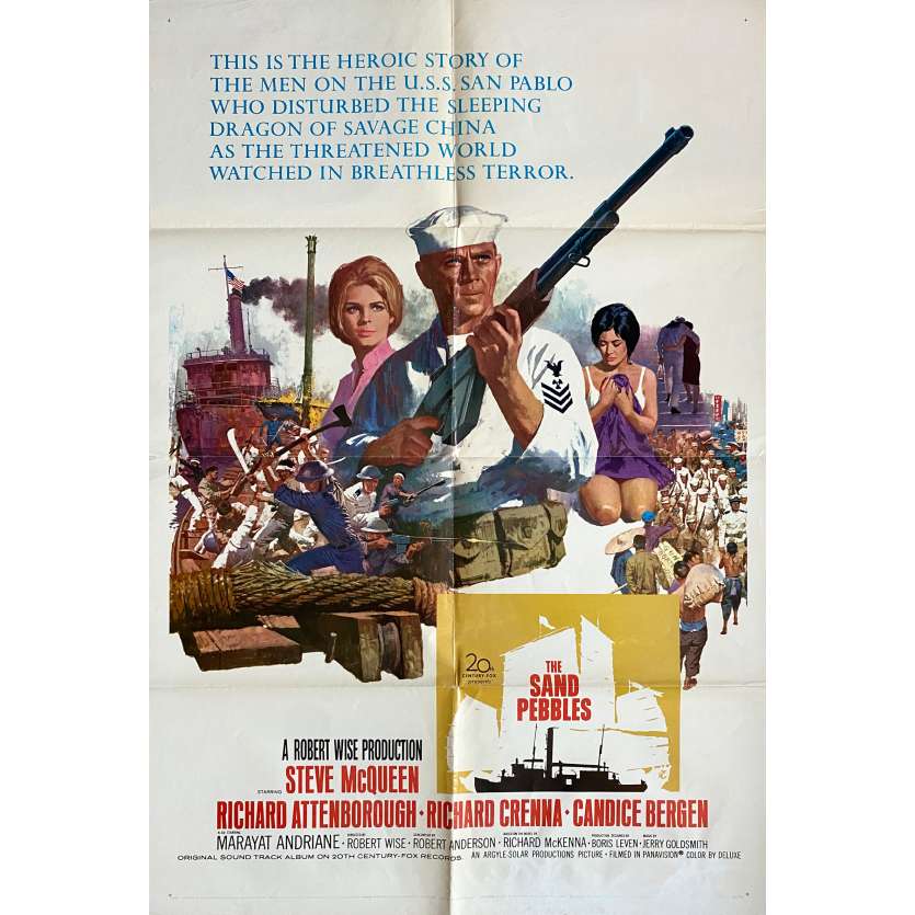 THE SAND PEBBLES Original Movie Poster - 27x40 in. - 1966 - Robert Wise, Steve McQueen