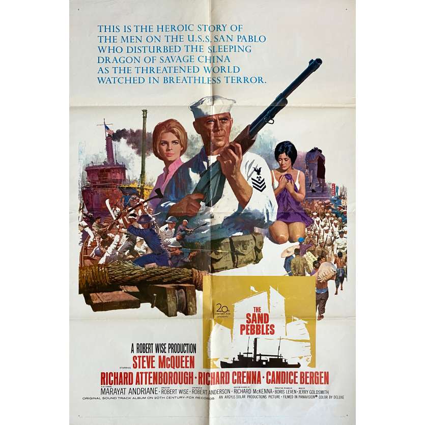 THE SAND PEBBLES Original Movie Poster  - 27x40 in. - 1966 - Robert Wise, Steve McQueen