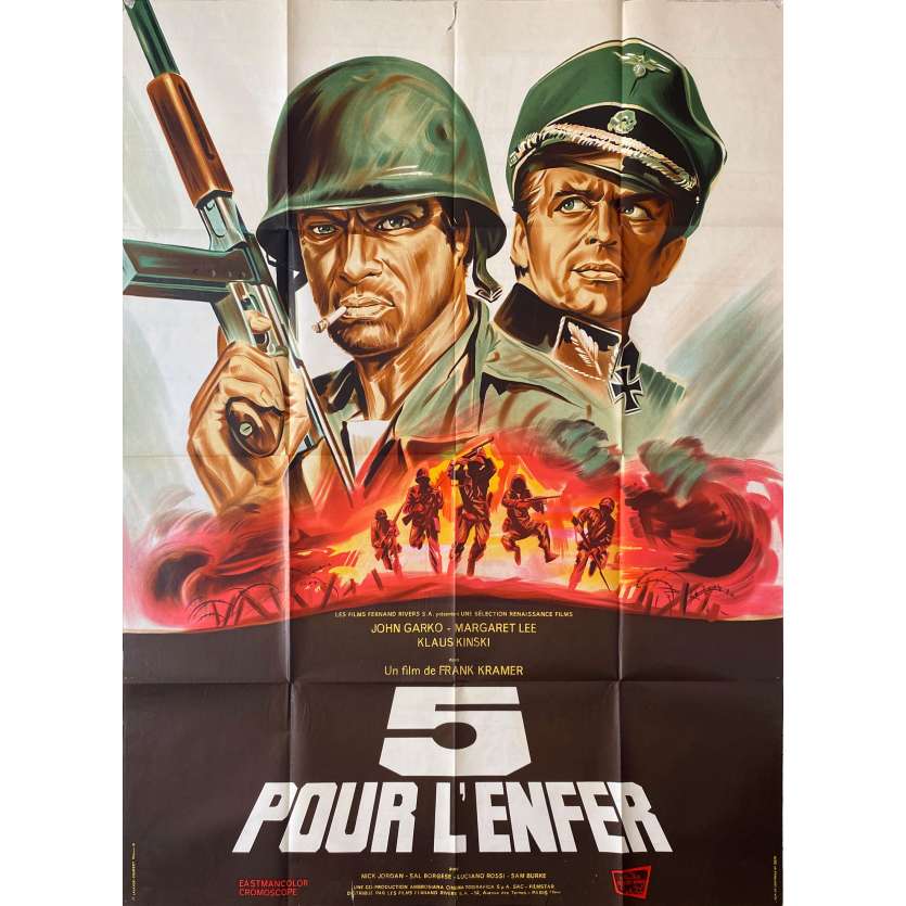 CINQ POUR L'ENFER Affiche de film  - 120x160 cm. - 1969 - Klaus Kinski, Gianfranco Parolini
