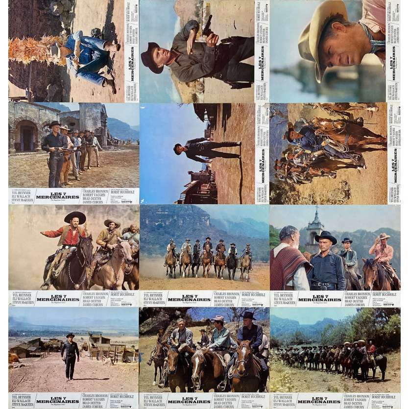 MAGNIFICENT SEVEN Original Lobby Cards x12 - 9x12 in. - 1960 - Yul Brynner, Steve McQueen