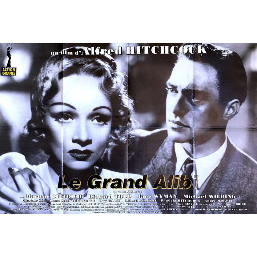 LE GRAND ALIBI Affiche de film - 80x120 cm. - R1970 - Marlene Dietrich, Alfred Hitchcock