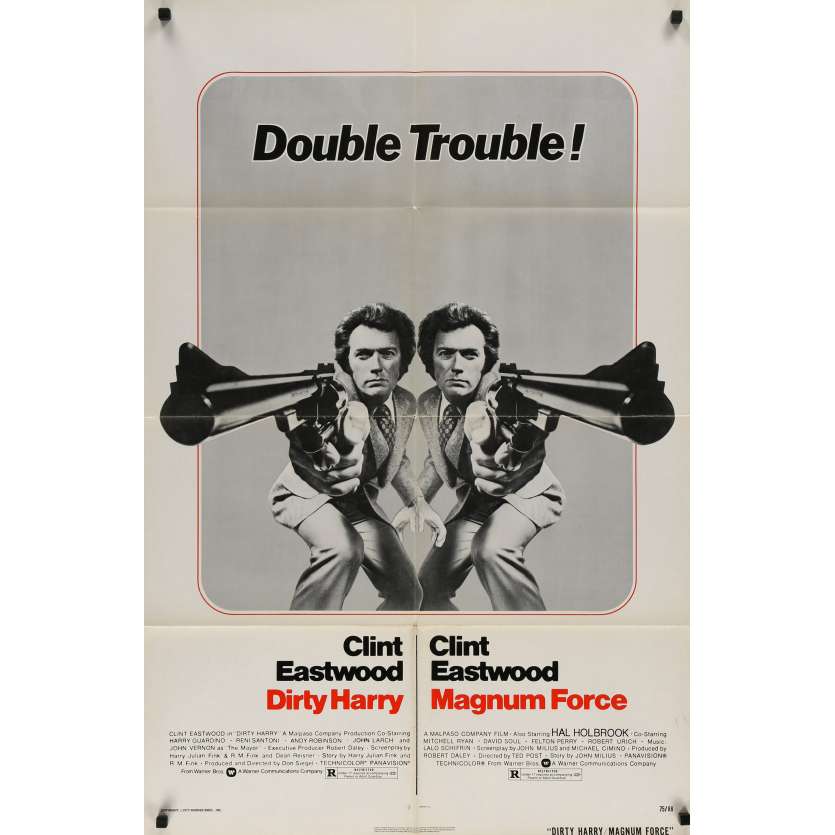 DIRTY HARRY / MAGNUM FORCE Original Movie Poster  - 27x40 in. - 1973 - Don Siegel, Clint Eastwood