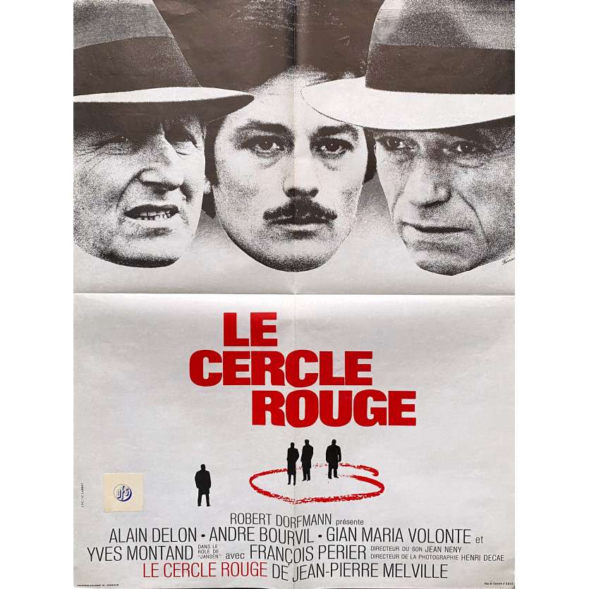 THE RED CIRCLE Original Movie Poster  - 23x32 in. - 1970 - Jean-Pierre Melville, Alain Delon, Bourvil