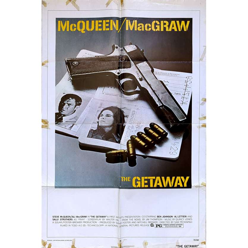 THE GETAWAY Original Movie Poster  - 27x40 in. - 1972 - Sam Peckinpah, Steve McQueen