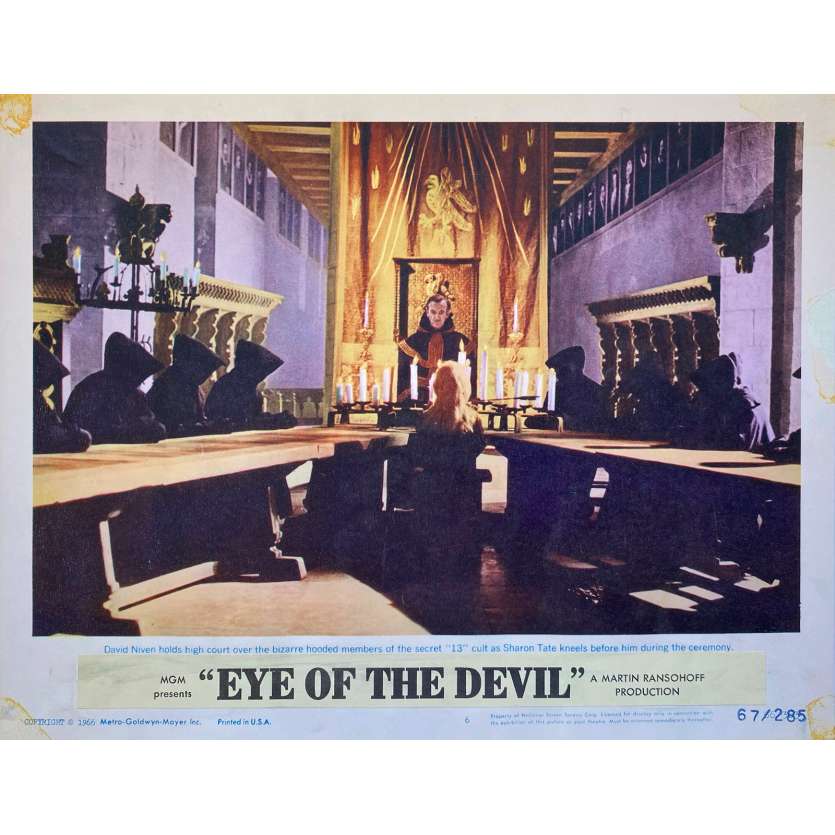 EYE OF THE DEVIL Original Lobby Card N2 - 11x14 in. - 1966 - J. Lee Thompson, David Niven, Sharon Tate