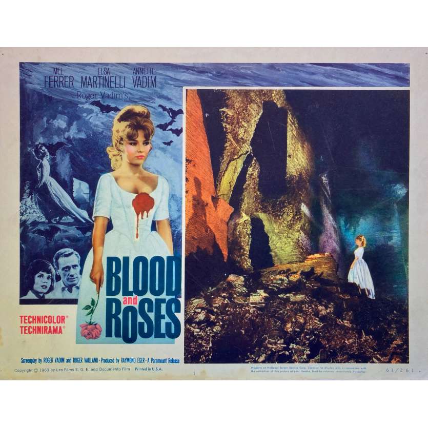 BLOOD AND ROSES Original Lobby Card N1 - 11x14 in. - 1960 - Roger Vadim, Elsa Martinelli