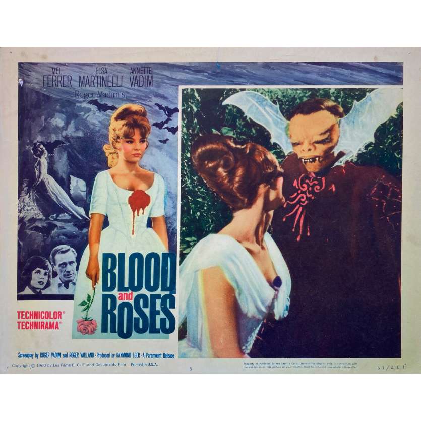BLOOD AND ROSES Original Lobby Card N6 - 11x14 in. - 1960 - Roger Vadim, Elsa Martinelli