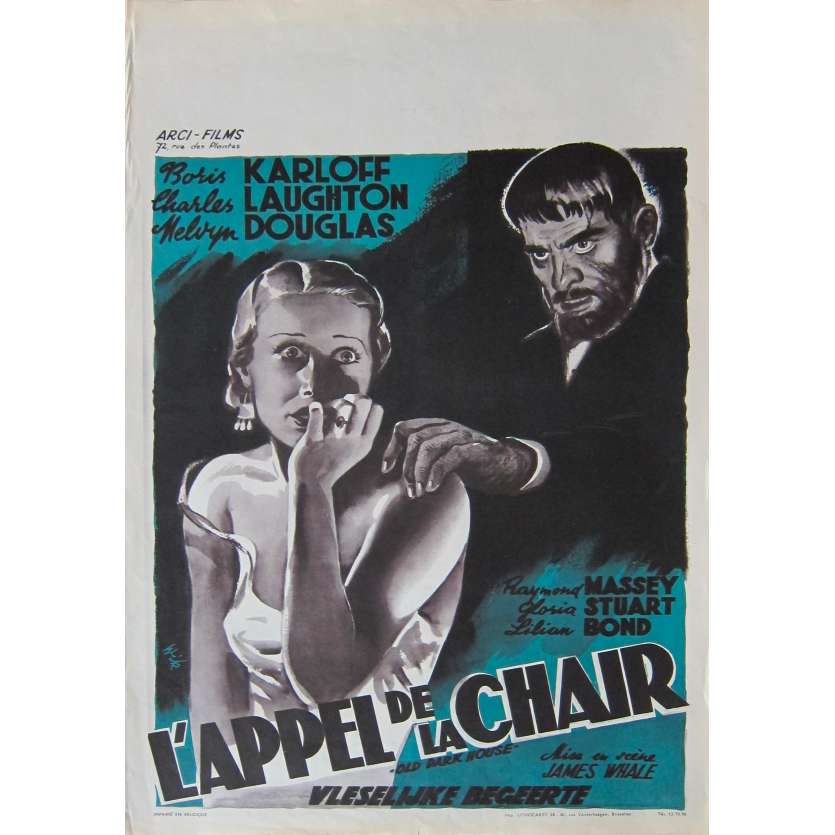 THE OLD DARK HOUSE Original Movie Poster  - 14x21 in. - R1950 - James Whale, Anthony Hinds