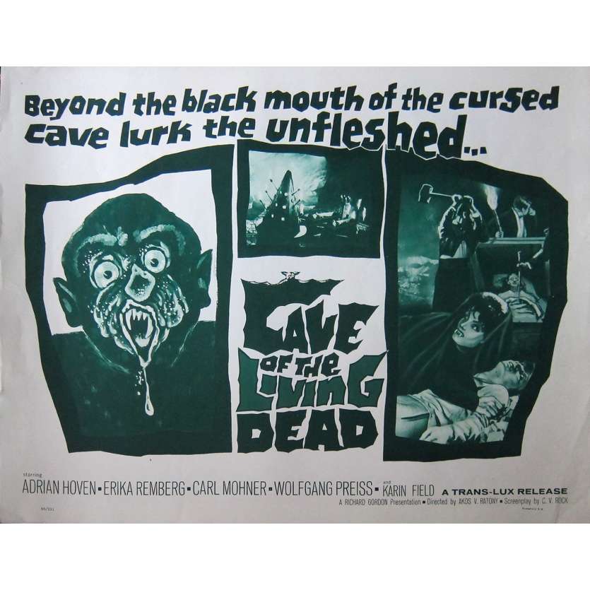 THE CAVE OF THE LIVING DEAD Original Movie Poster  - 21x28 in. - 1964 - Ákos Ráthonyi, Adrian Hoven