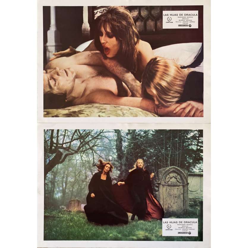 VAMPYRES Original Lobby Cards x2 - 9x12,5 in. - 1974 - José Ramón Larraz, Marianne Morris