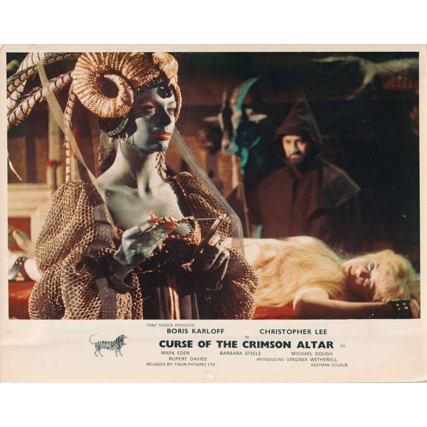 THE CRIMSON CULT Original Lobby Card  - 8x10 in. - 1968 - Vernon Sewell, Boris Karloff, Christopher Lee