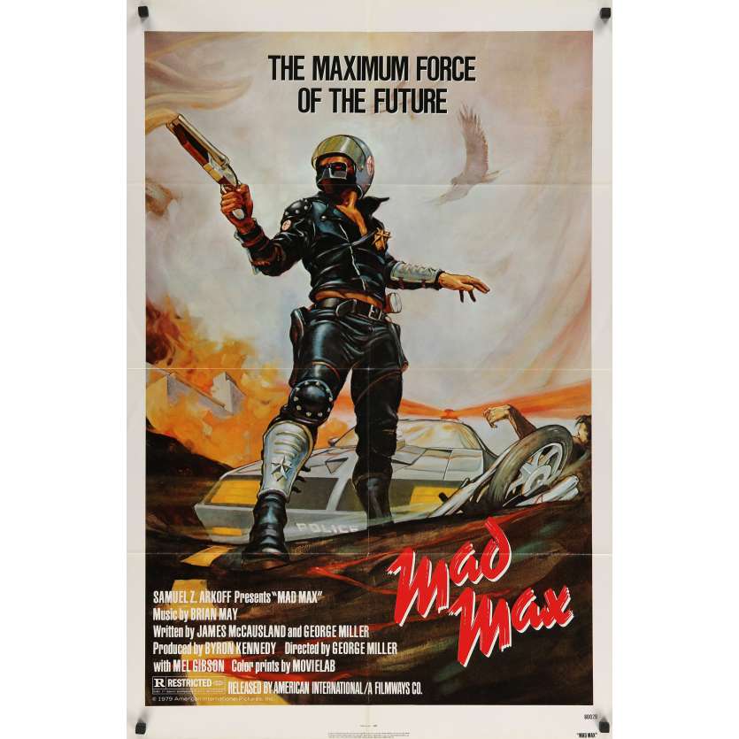 MAD MAX Original Movie Poster  - 27x41 in. - R1983 - George Miller, Mel Gibson