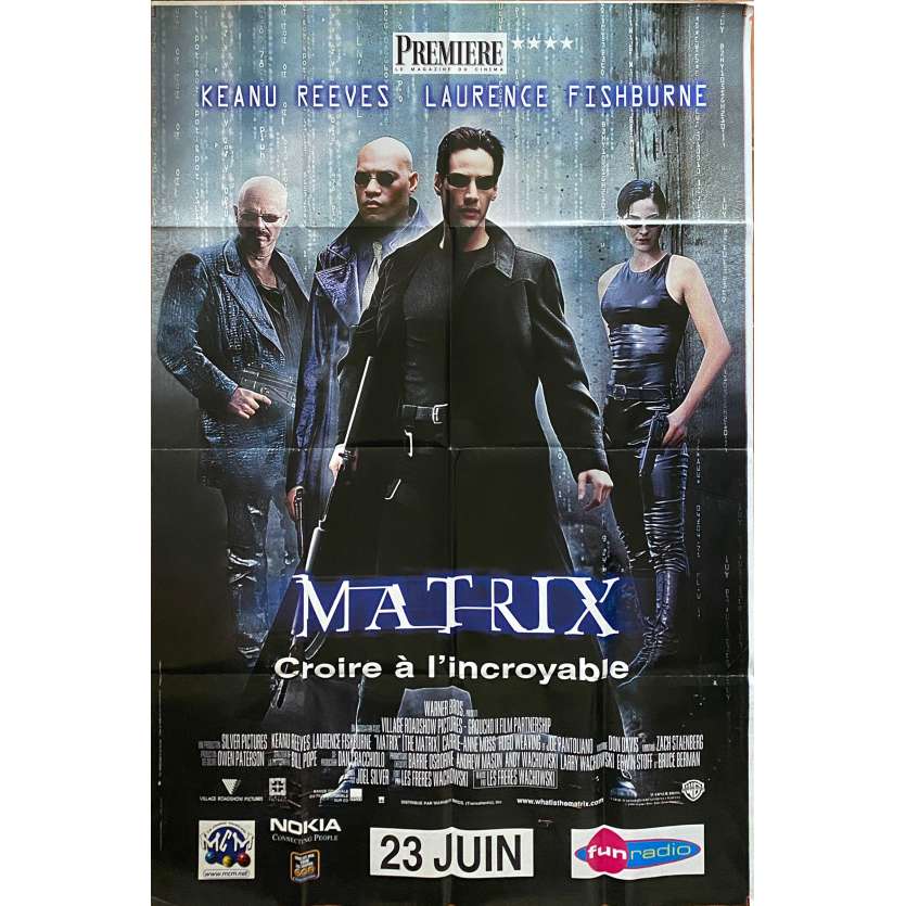 MATRIX Original Movie Poster  - 47x70 in. - 1999 - Andy et Lana Wachowski, Keanu Reeves