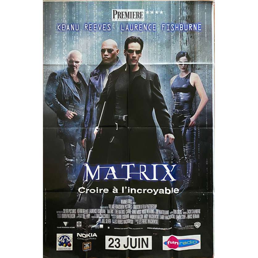 MATRIX Original Movie Poster - 47x70 in. - 1999 - Andy et Lana Wachowski, Keanu Reeves