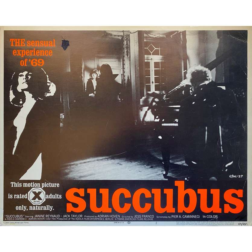 SUCCUBUS Original Lobby Card N2 - 11x14 in. - 1968 - Jesús Franco, Janine Reynaud