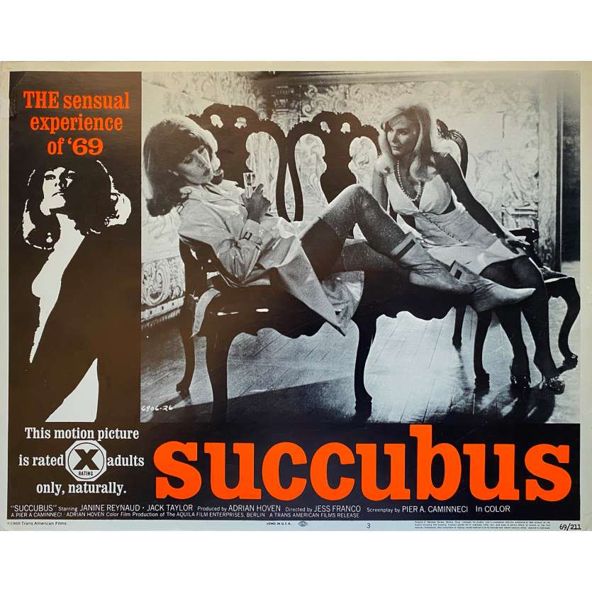 SUCCUBUS Original Lobby Card N4 - 11x14 in. - 1968 - Jesús Franco, Janine Reynaud