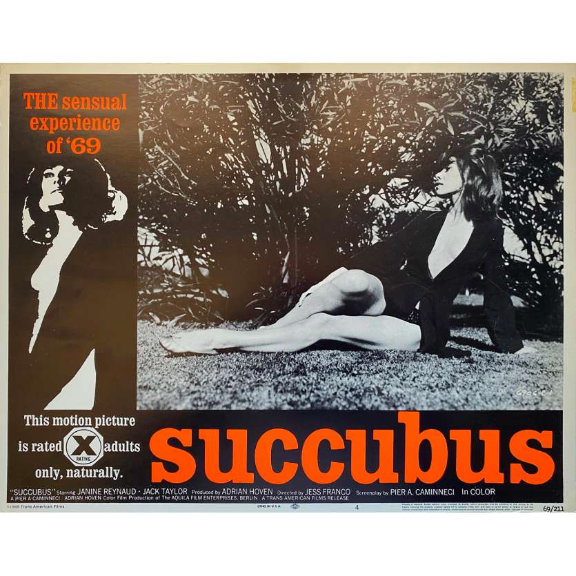 SUCCUBUS Original Lobby Card N6 - 11x14 in. - 1968 - Jesús Franco, Janine Reynaud