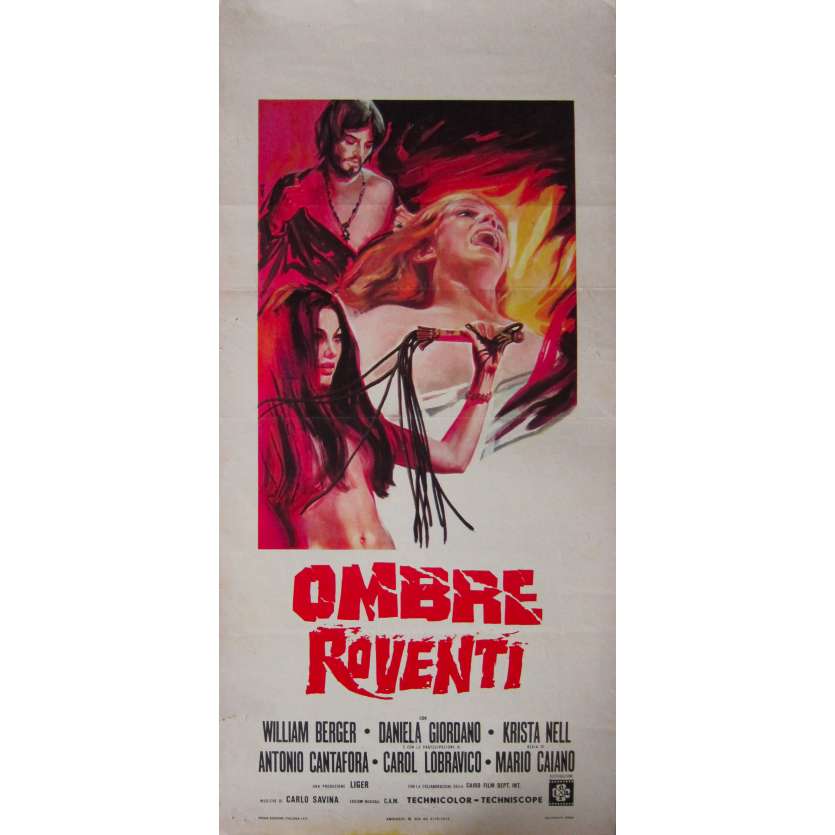 OMBRE ROVENTI Affiche de film - 33x71 cm. - 1970 - William Berger, Mario Caiano