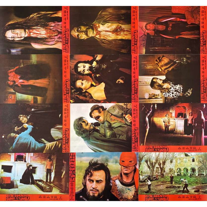 HORROR FROM THE TOMB Original Lobby Cards x12 - 9x12,5 in. - 1973 - Carlos Aured, Paul Naschy