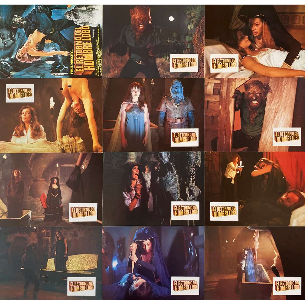 NIGHT OF THE WEREWOLF Spanish Lobby Cards - 9x12,5 in. - 1981 x12