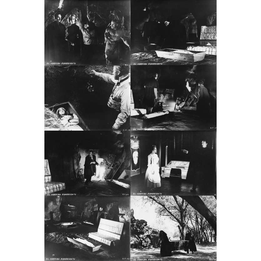 EL VAMPIRO SANGRIENTO Photos de presse x8 - 18x24 cm. - 1962 - Begoña Palacios, Miguel Morayta