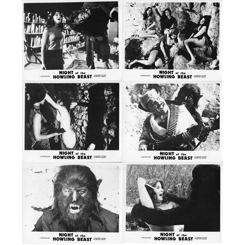 THE NIGHT OF THE HOWLING BEAST Original Movie Stills x6 - 8x10 in. - 1975 - Miguel Iglesias, Paul Naschy
