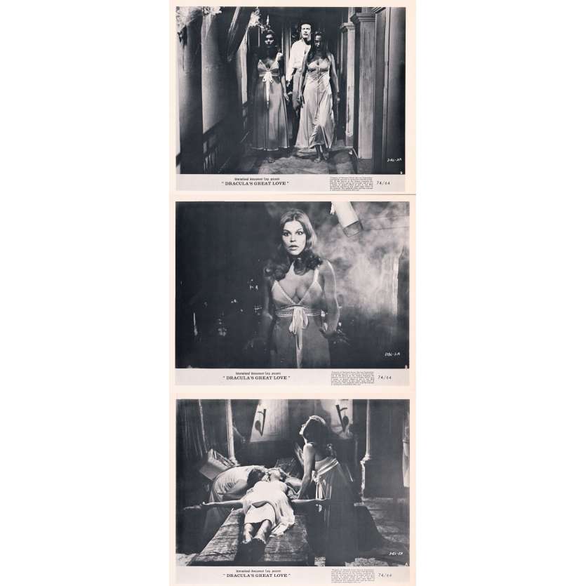 LE GRAND AMOUR DU COMTE DRACULA Photos de presse x3 - 20x25 cm. - 1973 - Paul Naschy, Javier Aguirre