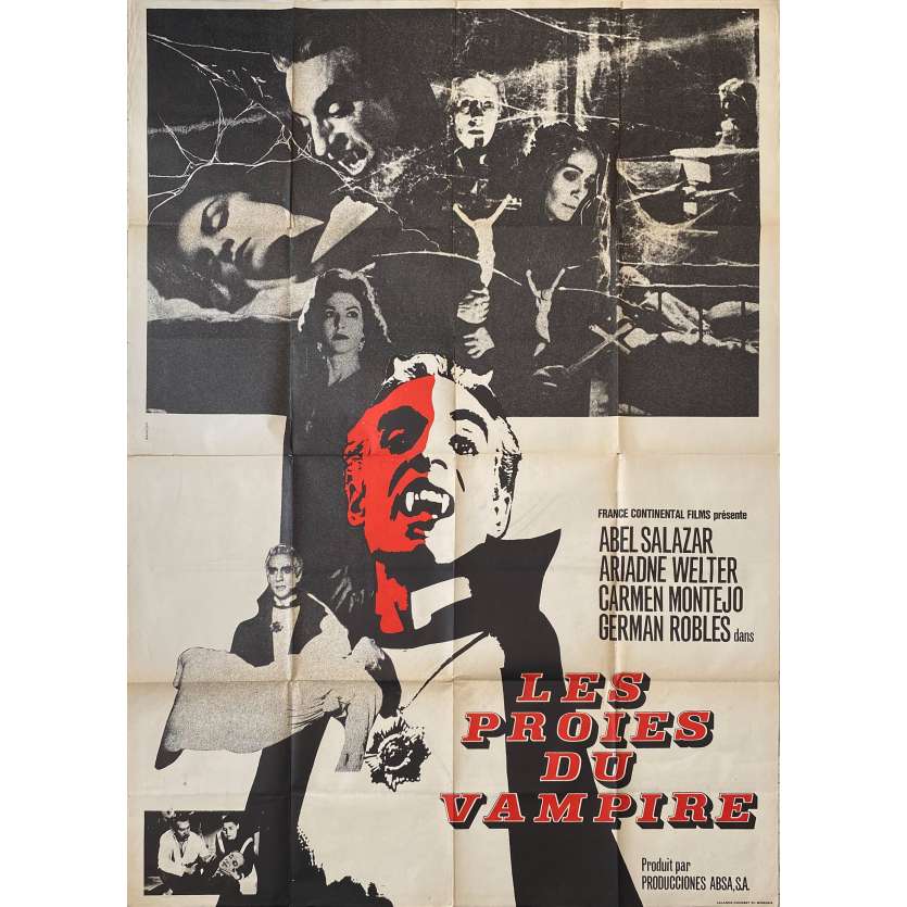 LES PROIES DU VAMPIRE Affiche de film  - 120x160 cm. - 1957 - Abel Salazar, Fernando Méndez