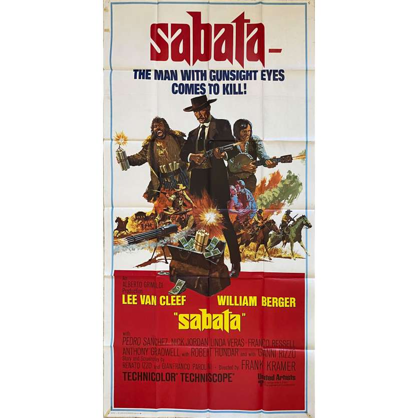 SABATA Affiche de film- 104x206 cm. - 1969 - Lee Van Cleef, Gianfranco Parolini