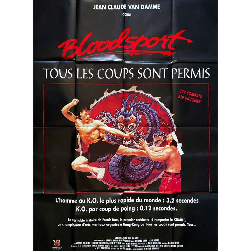 BLOODSPORT Original Movie Poster - 47x63 in. - 1988 - Jean-Claude Van Damme, JCVD, Bolo Yeung