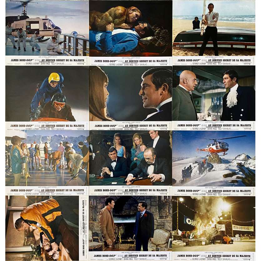 ON HER MAJESTY'S SECRET SERVICE Original Lobby Cards x12 - 9x12 in. - 1969 - James Bond 007, Diana Rigg