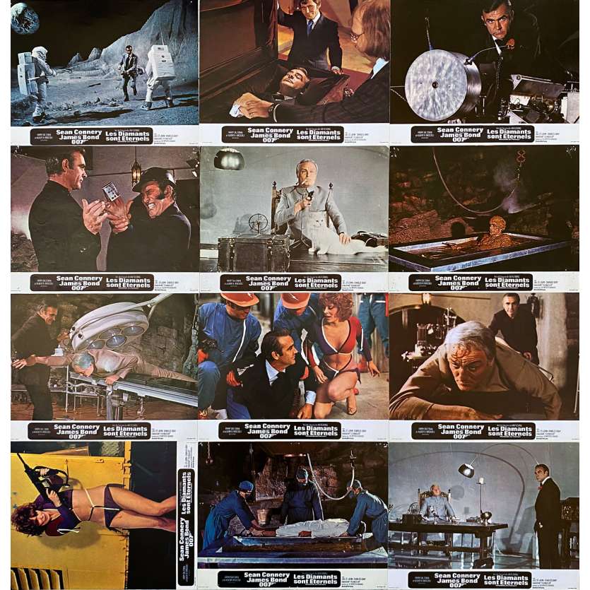 DIAMONDS ARE FOREVER Original Lobby Cards x12 - 9x12 in. - 1971 - James Bond, Sean Connery