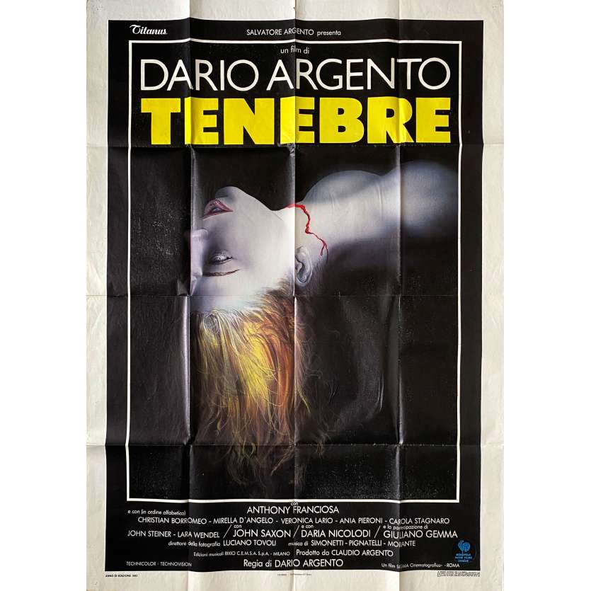 TENEBRE Original Movie Poster- 39x55 in. - 1982 - Dario Argento, John Saxon