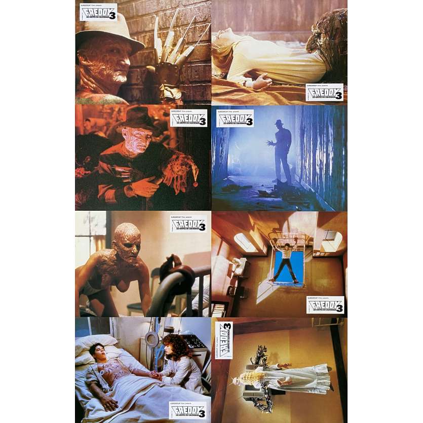 A NIGHTMARE ON ELM STREET 3 DREAM WARRIORS Original Lobby Cards x8 - 9x12 in. - 1987 - Chuck Russel, Robert Englund