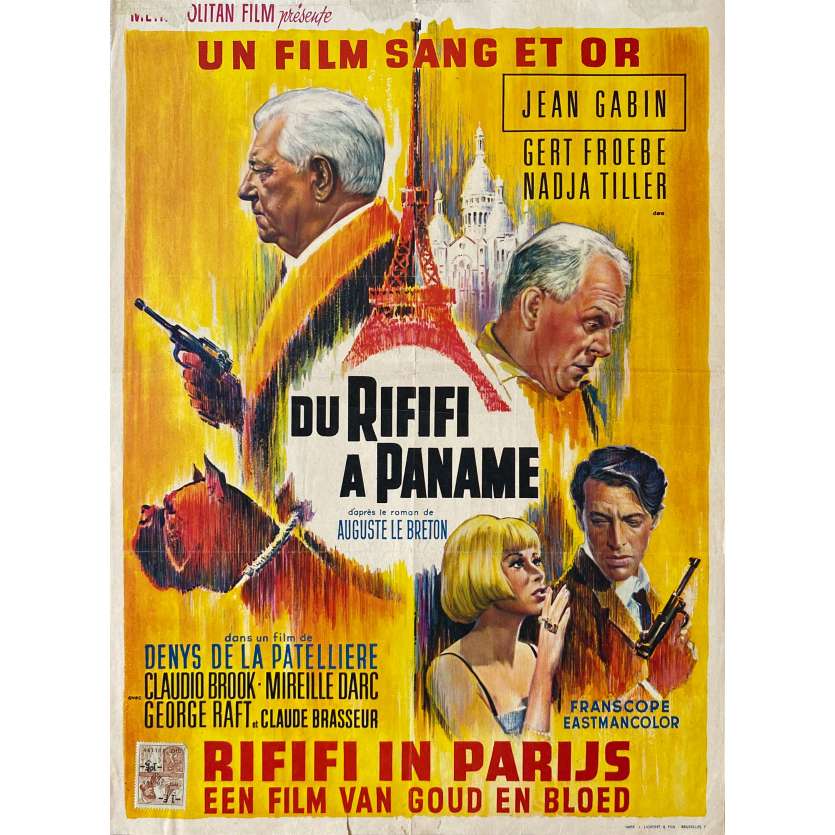 DU RIFIFI A PANAME Affiche de film- 35x55 cm. - 1966 - Jean Gabin, Denys de La Patellière