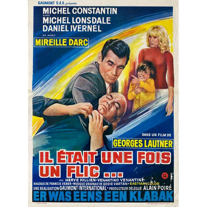 THERE WAS ONCE A COP Original Movie Poster- 14x21 in. - 1972 - Georges Lautner, Alain Delon